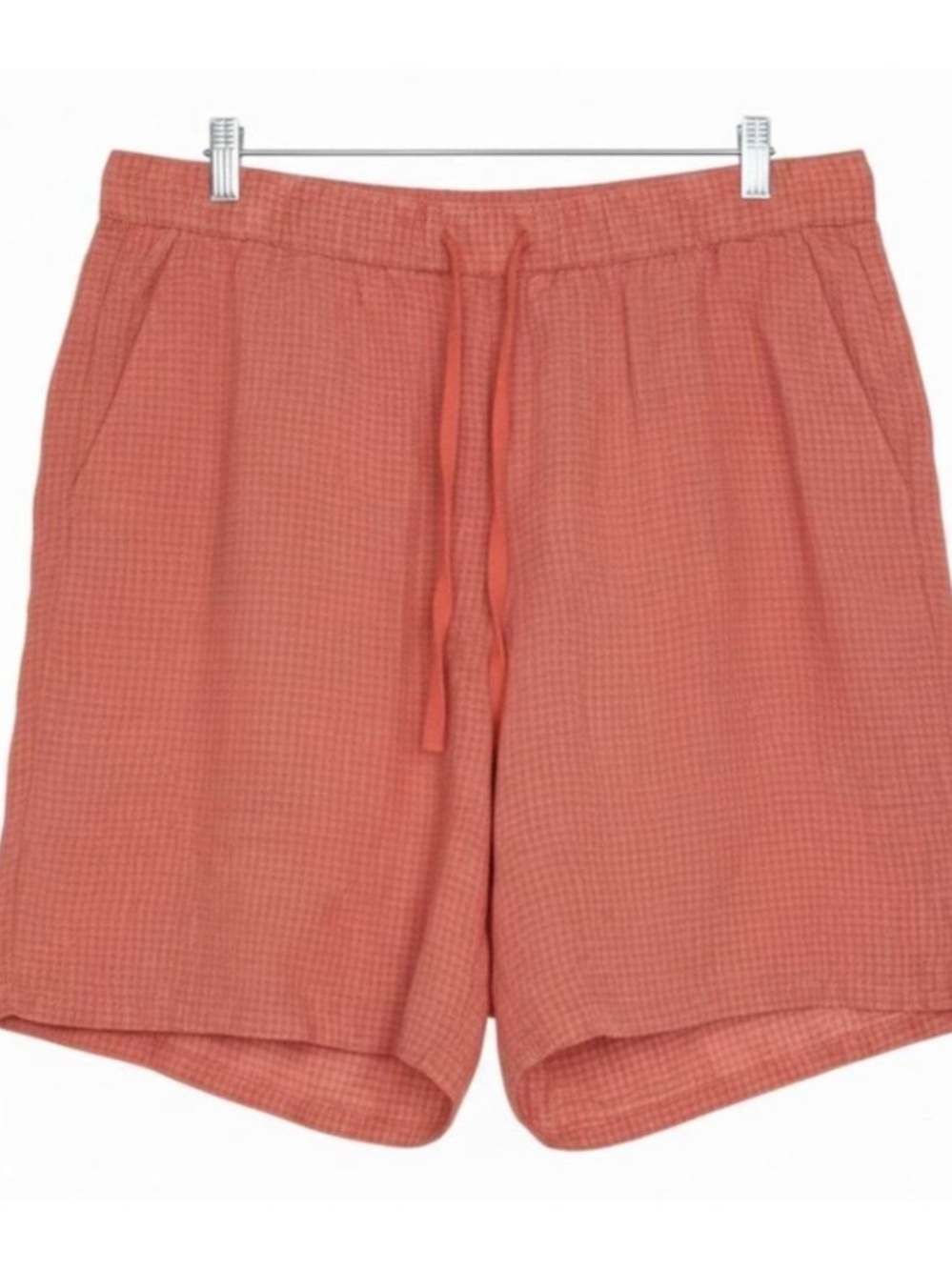 Eileen Fisher Boxer Shorts in Coral/Hot Pink Gingham 100% Linen